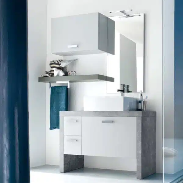 CH19 - Mobile arredo bagno design a terra L.107+90 cm personalizzabile COMPAB