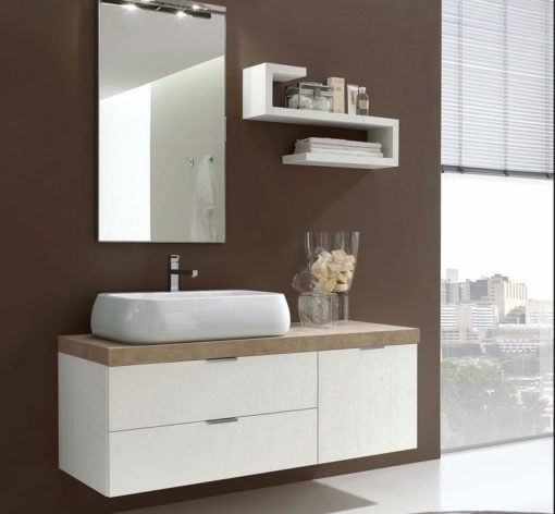 AR-FR09 - Mobile arredo bagno design frassinato L.135 cm personalizzabile COMPAB