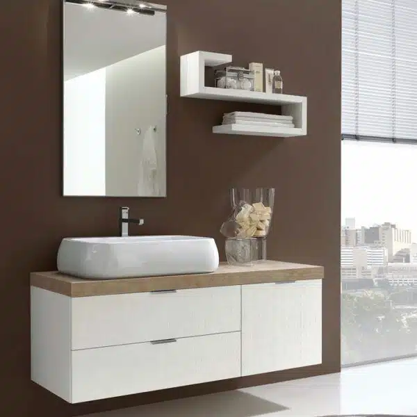 AR-FR09 - Mobile arredo bagno design frassinato L.135 cm personalizzabile COMPAB