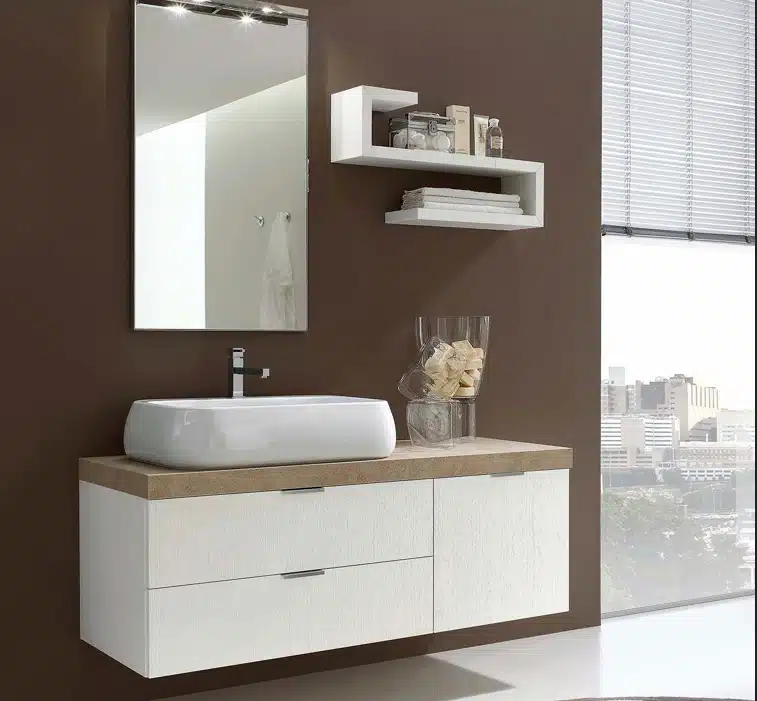AR-FR09 - Mobile arredo bagno design frassinato L.135 cm personalizzabile COMPAB