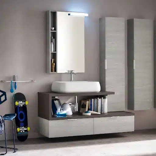 B201 31 - Mobile arredo bagno design sospeso L.140 cm personalizzabile COMPAB
