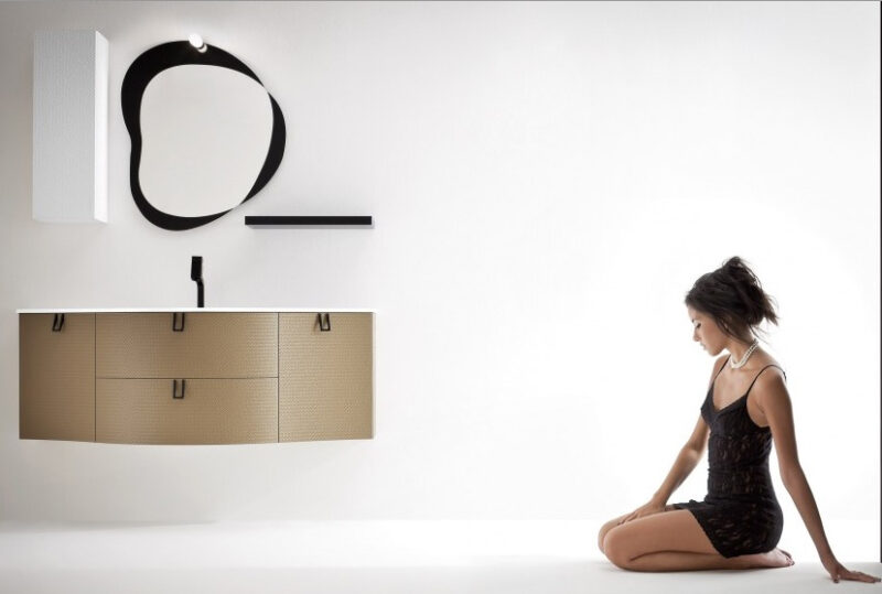 BARBET BB15 – Mobile arredo bagno elegante curvo L.141 cm personalizzabile COMPAB