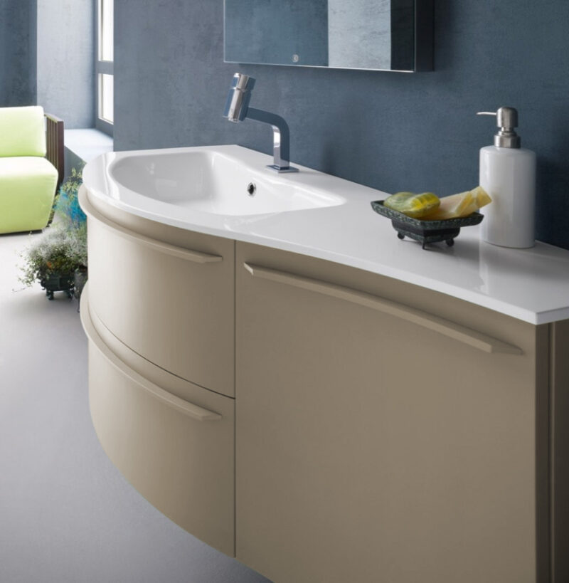 B201 A609 Versus – Mobile arredo bagno design curvo L.106 cm personalizzabile COMPAB