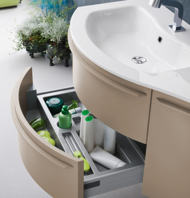 B201 A609 Versus – Mobile arredo bagno design curvo L.106 cm personalizzabile COMPAB