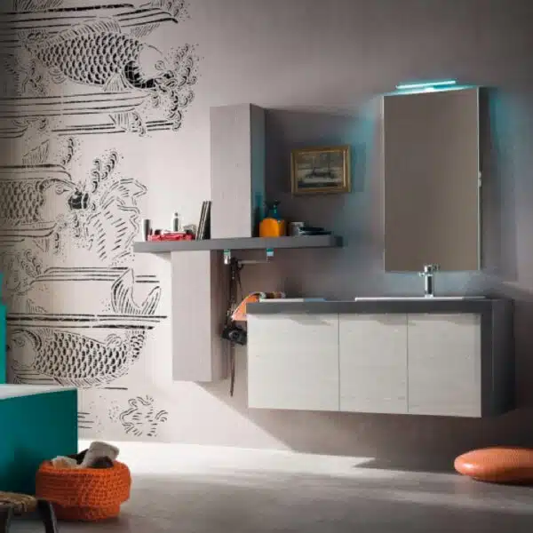 B201 17 - Mobile arredo bagno moderno L.126 cm personalizzabile COMPAB