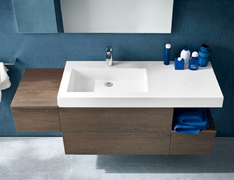 B201 28 - Mobile arredo bagno moderno L.156 cm personalizzabile COMPAB