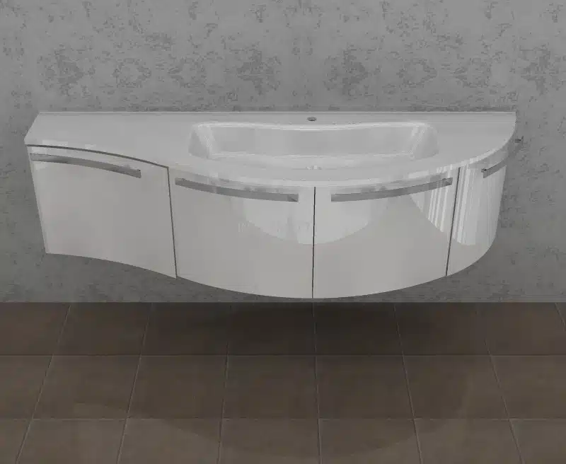 ELY W902 - Mobile arredo bagno design curvo L.171 cm personalizzabile ARCOM