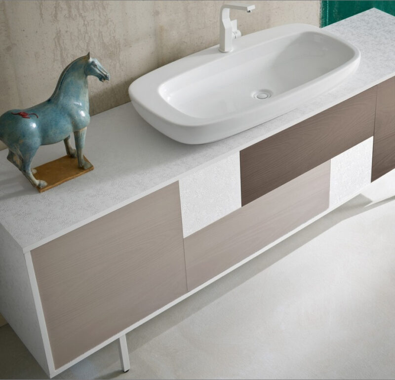 CHEN CN1 - Mobile arredo bagno design a cassetti L.199 cm personalizzabile COMPAB
