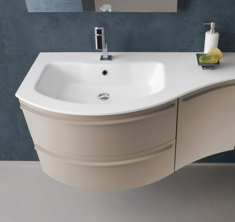 B201 A609 Versus – Mobile arredo bagno design curvo L.106 cm personalizzabile COMPAB