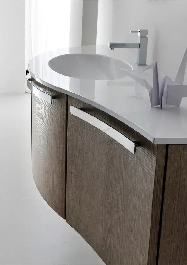 ELY16 - Mobile arredo bagno design curvo L.124 cm personalizzabile ARCOM
