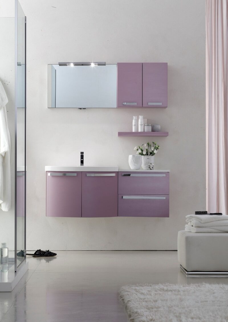 LY11 - Mobile arredo bagno design curvo L.120 cm personalizzabile ARCOM
