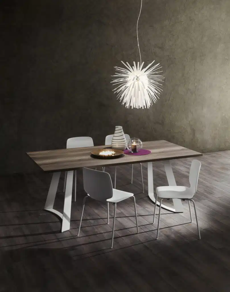 Bruno - Tavolo design fisso con struttura in metallo verniciato
