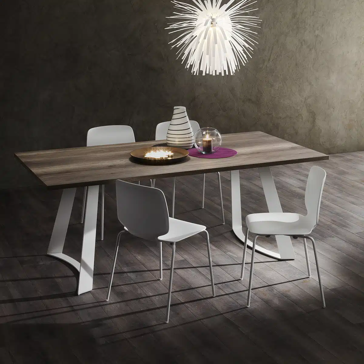 Bruno - Tavolo design fisso con struttura in metallo verniciato