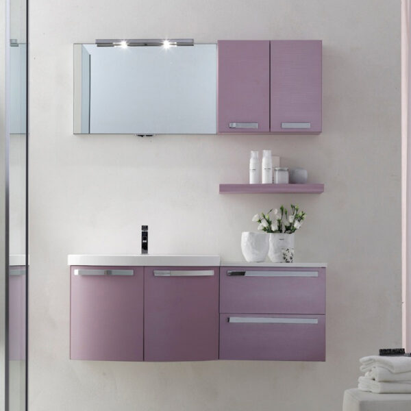 LY11 - Mobile arredo bagno design curvo L.120 cm personalizzabile ARCOM