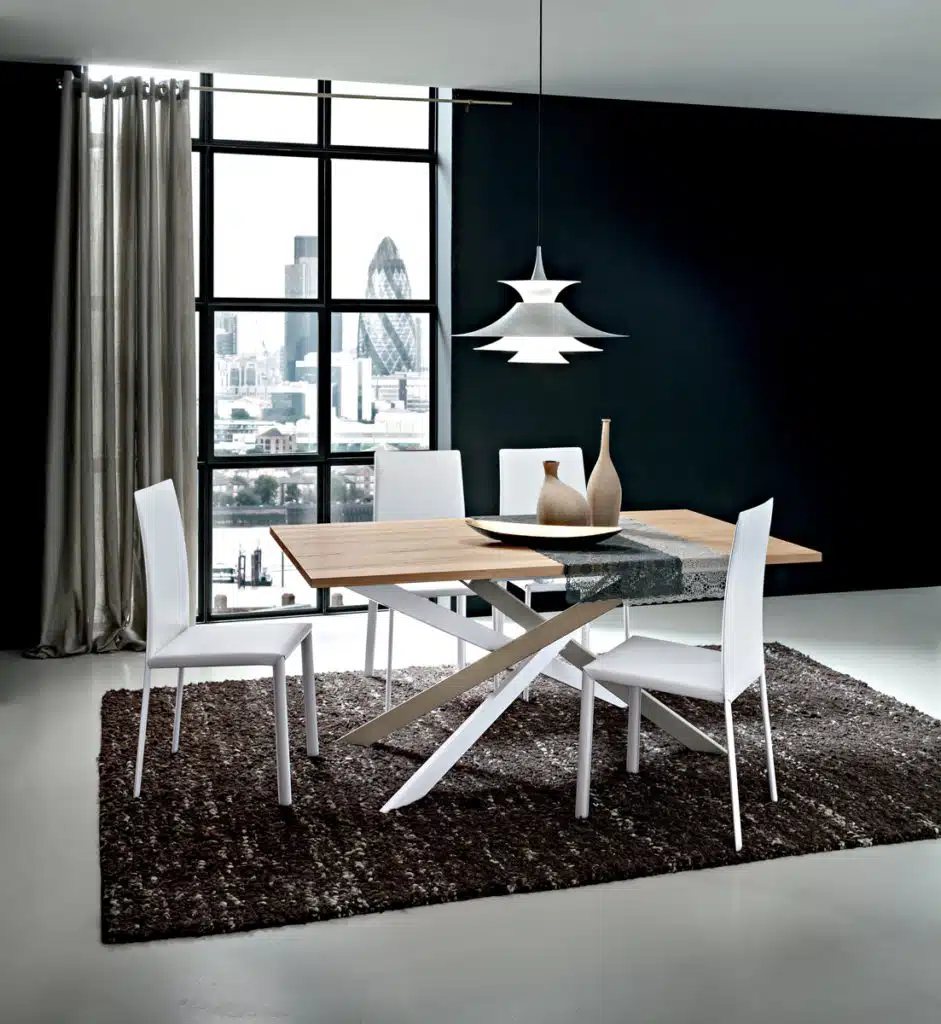 Renzo - Tavolo design accattivante con gambe incrociate