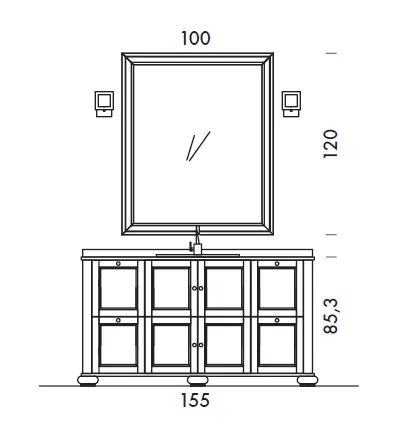 Diamante DM23 - Mobile luxury arredo bagno L 152,4 x P 51,5 cm personalizzabile COMPAB