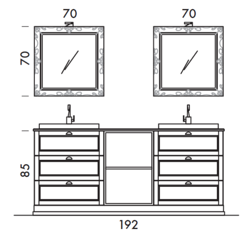 Diamante DM22 - Mobile luxury arredo bagno L 191 x P 51 cm personalizzabile COMPAB