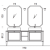 Diamante DM25 - Mobile luxury arredo bagno L 190 x P 51,5 cm personalizzabile COMPAB