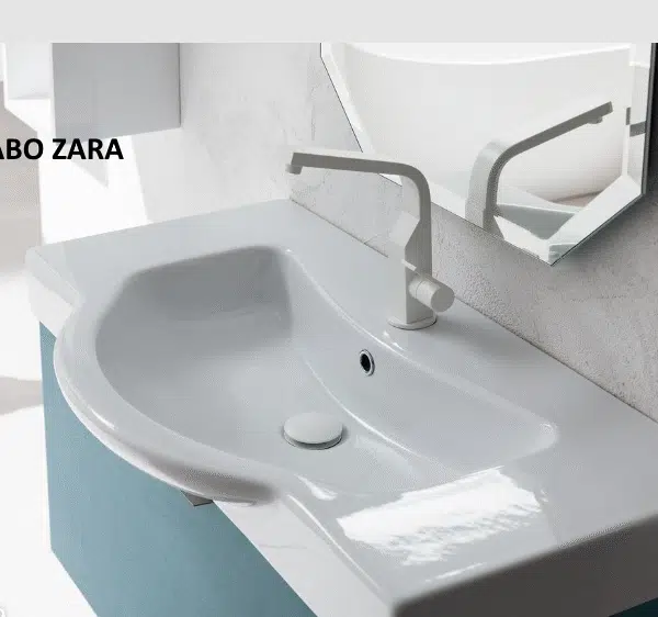 Mobile Bagno Lusso Personalizzabile AC22 COMPAB - design italiano moderno, lavabo integrato, specchio LED, finitura materica. Arredo bagno di lusso.