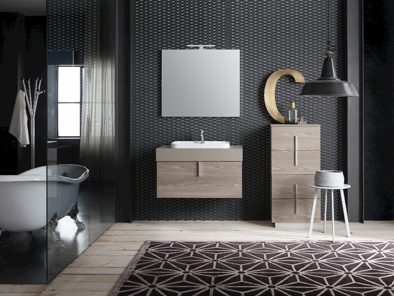 B201 81 Life - Mobile arredo bagno design L 86+50 x P 51/38 cm personalizzabile COMPAB