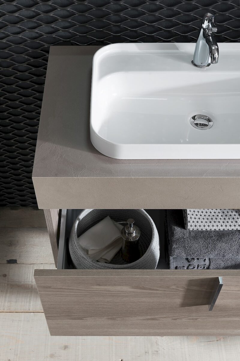 B201 81 Life - Mobile arredo bagno design L 86+50 x P 51/38 cm personalizzabile COMPAB