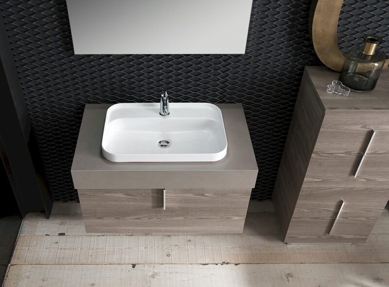 B201 81 Life - Mobile arredo bagno design L 86+50 x P 51/38 cm personalizzabile COMPAB
