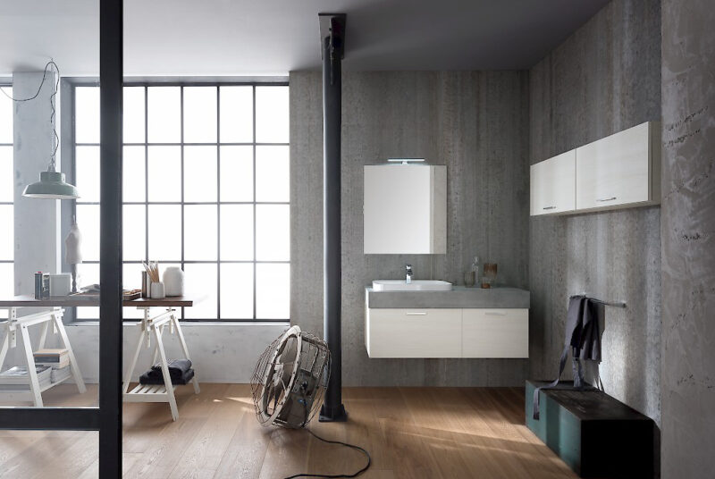 B201 82 Life - Mobile arredo bagno design L 121+140 x P 51/20,8 cm personalizzabile COMPAB