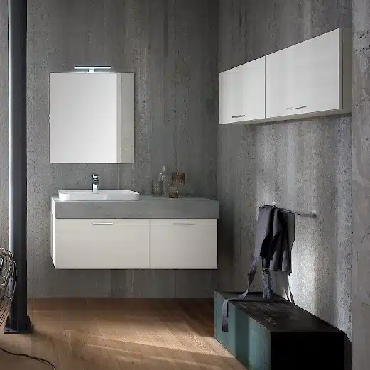 B201 82 Life - Mobile arredo bagno design L 121+140 x P 51/20,8 cm personalizzabile COMPAB
