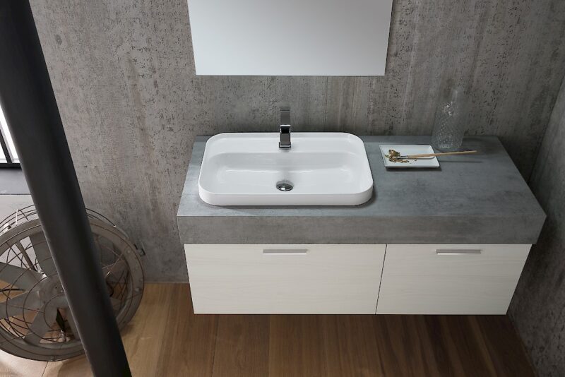 B201 82 Life - Mobile arredo bagno design L 121+140 x P 51/20,8 cm personalizzabile COMPAB