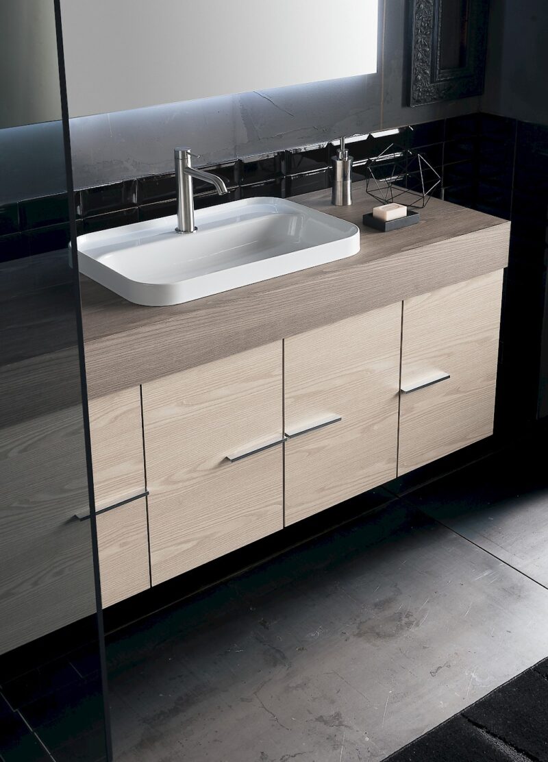 B201 83 Life - Mobile arredo bagno design L 141 x P 51 cm personalizzabile COMPAB