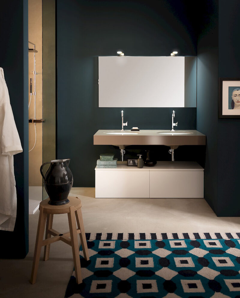 T125 03 - Mobile arredo bagno design L 140 x P 51 cm personalizzabile COMPAB