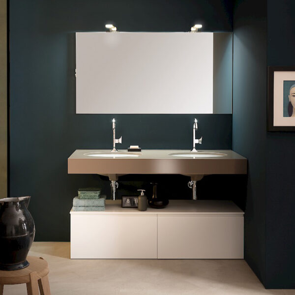 T125 03 - Mobile arredo bagno design L 140 x P 51 cm personalizzabile COMPAB