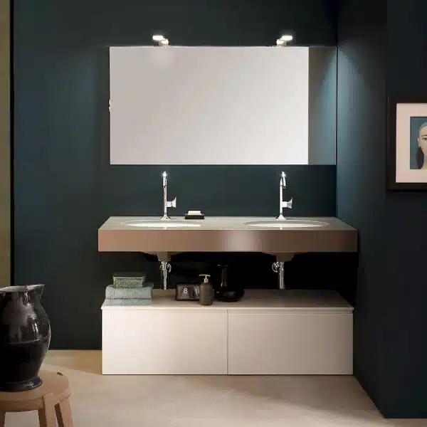 T125 03 - Mobile arredo bagno design L 140 x P 51 cm personalizzabile COMPAB