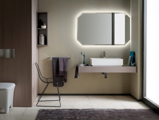 T125 07 - Mobile arredo bagno design L 25+120 x P 20,8/51 cm personalizzabile COMPAB