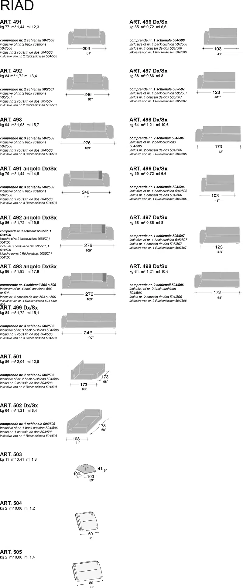 Riad - Divano Design Moderno in Tessuto o Ecopelle Premium 7 Dettagli tecnici divano Riad