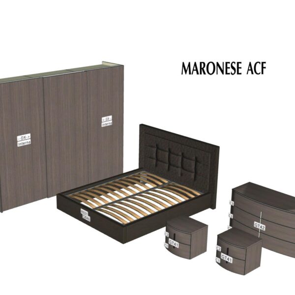 Camera Matrimoniale Completa Wall 2 Maronese. Design moderno, arredo camera da letto contemporaneo, vista d'insieme.