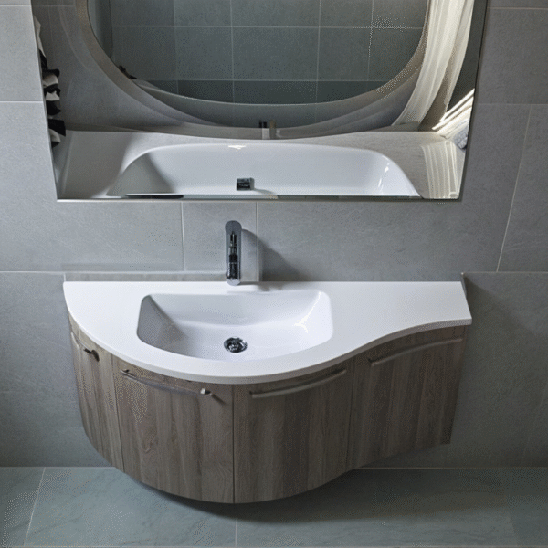ELY W703 W704 - Mobile arredo bagno design curvo stondato L.125,5 cm personalizzabile ARCOM