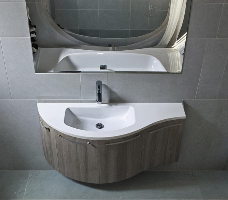 ELY W703 W704 - Mobile arredo bagno design curvo stondato L.125,5 cm personalizzabile ARCOM