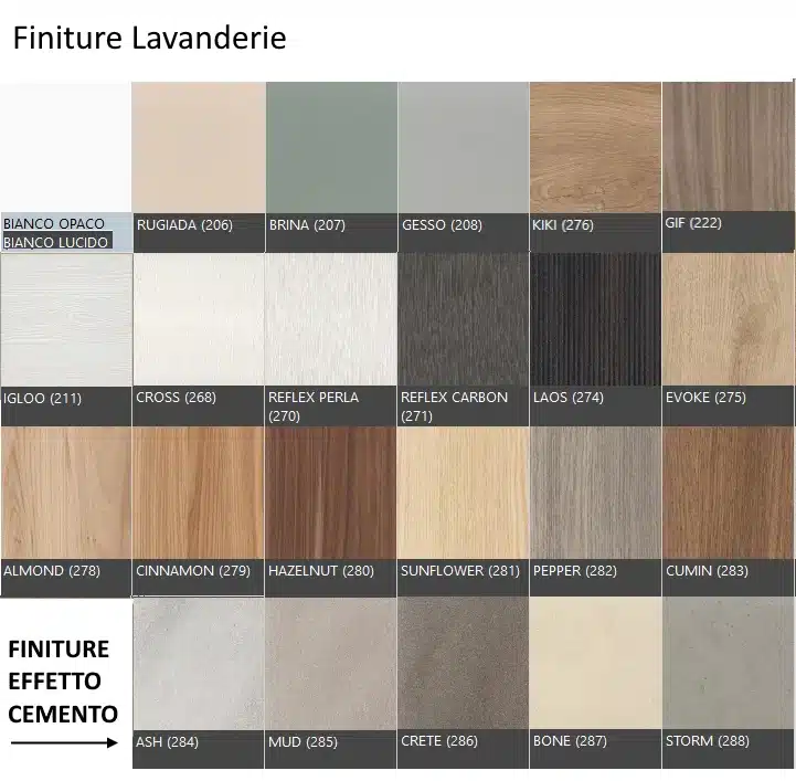 L04 - Mobile lavanderia L 216,5+140+140 x P 63/50/20,8 cm personalizzabile COMPAB 10 Mobile Lavanderia L04 COMPAB con lavatoio DIP, carrello e colonne