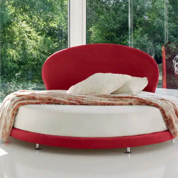 Kaleido - Letto rotondo con testiera curva e materasso tondo incluso