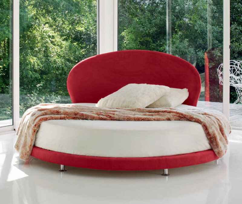 Kaleido - Letto rotondo con testiera curva e materasso tondo incluso