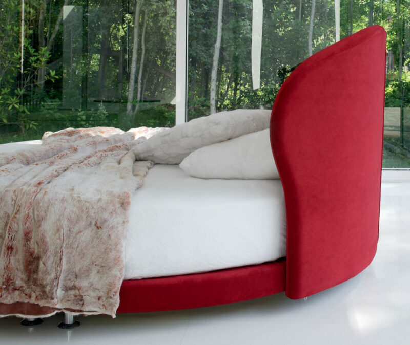 Kaleido - Letto rotondo con testiera curva e materasso tondo incluso