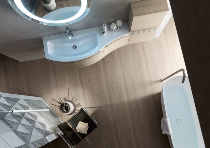 ELY W703 W704 - Mobile arredo bagno design curvo stondato L.125,5 cm personalizzabile ARCOM - immagine 3