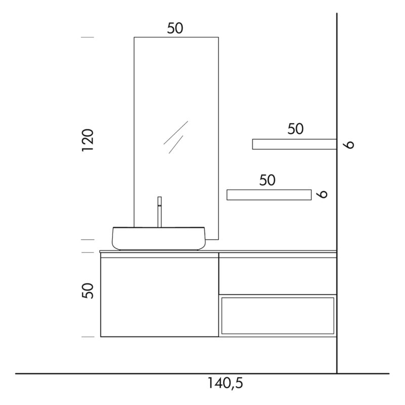 Ink 29A - Mobile luxury arredo bagno L 140,5 x P 51 cm personalizzabile COMPAB