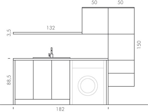 L10 - Mobile lavanderia L 182+50 x P 63 cm personalizzabile COMPAB