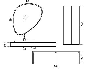 Ink NK01 - Mobile luxury arredo bagno L 212 x P 51/20,8 cm personalizzabile COMPAB
