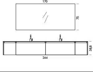 Ink NK06 - Mobile luxury arredo bagno L 244 x P 51 cm personalizzabile COMPAB