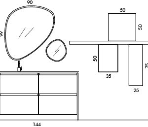 Ink NK09 - Mobile luxury arredo bagno L 144+150 x P 51/20,8 cm personalizzabile COMPAB