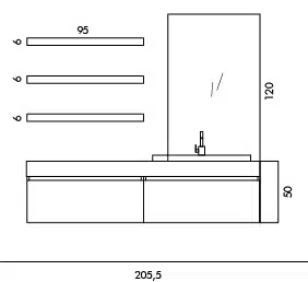 Ink NK13 - Mobile luxury arredo bagno L 206 x P 51/16 cm personalizzabile COMPAB