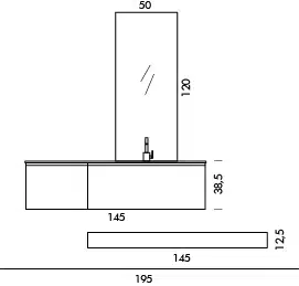 Ink NK14 - Mobile luxury arredo bagno L 195 x P 51 cm personalizzabile COMPAB